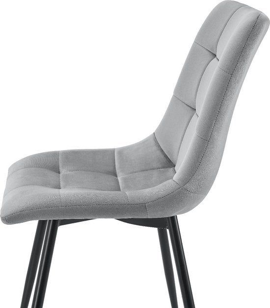 Stahl-Esszimmerstühle Blanca - 2er-Set - Hellgrau - Samt