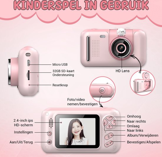 K&L Digitale Kinderkamera Kinder - Kinder Vlog Kamera - Kinderkameras Digital - Kameras Kinder - Kinderkamera