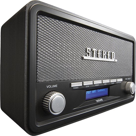 Denver DAB-Radio - Retro-Radio - Bluetooth - DAB+/ FM - Dimmbar - Batterien & Netzanschluss - DAB18DG