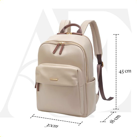 Aramae® - Rucksack Damen - Laptoptasche 15.6 Zoll - Rucksack Damen - Rucksack Mädchen - Rucksack Beige - Schultasche