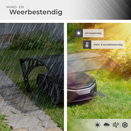 tectake® Garage für Rasenmähroboter - Rasenmäher-Carport - Überdachung der Ladestation für Rasenmäher - Wetterfest - 81 x 100 x 48 cm - Inklusive 4 Erdnägel - Schwarz
