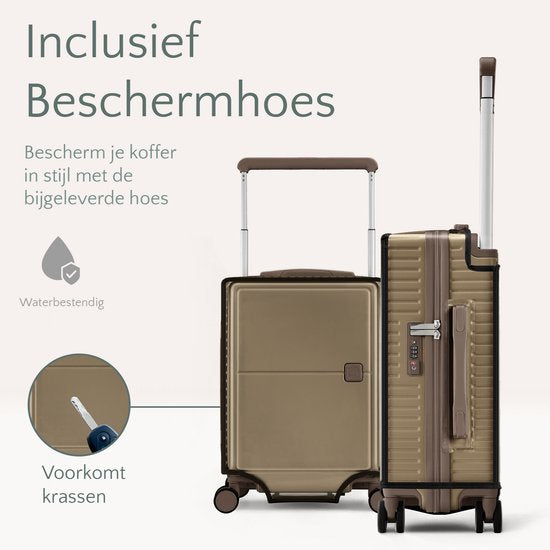 Skycases City Walker - 3-teiliges Kofferset | Leicht & Langlebig | 20, 24 & 28 Zoll | 360° Spinner-Räder | TSA-Schloss | Inklusive Schutzhüllen - Champagner