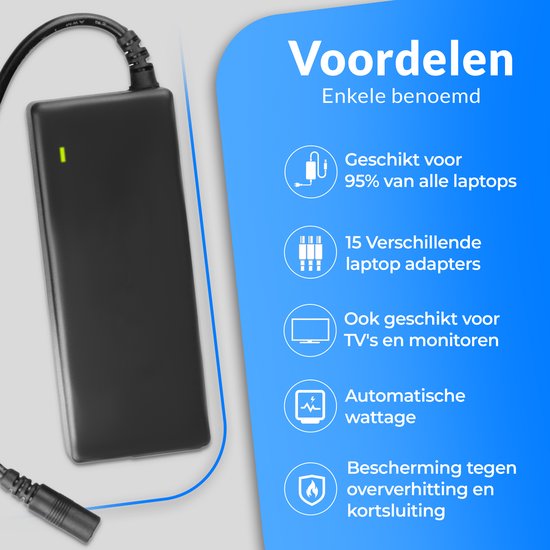 Velociy® - Universal Laptop Adapter - Laptop Ladegerät - Alle Marken - 45W-65W-90W - Asus - Acer - HP - Dell - Lenovo - Samsung - Sony