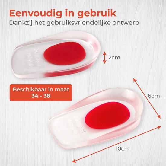 Nuvance - Fersensporn Orthesen - Fersenschoner - Einlagen - Fersensporn - 2 Stück für Größe 34-38 - Rot