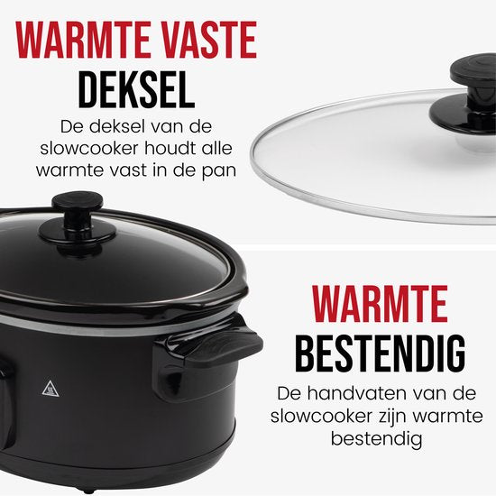 DistinQ - Digitaler Slowcooker 6 Liter mit Timer - Innenbehälter aus Keramik - Timerfunktion - schwarz