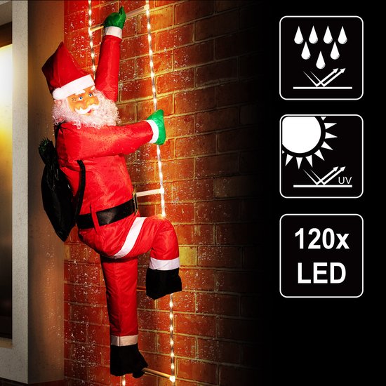 Weihnachtsmann auf Strickleiter - LED