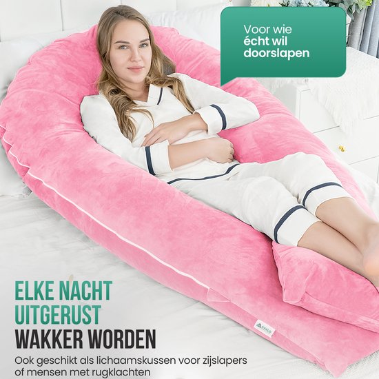 Avalo Schwangerschaftskissen XXL 280 cm - U-Shape Seitenschläferkissen - Ergonomisches Körperkissen - Stillkissen & Körperkissen für Schwangere - Pink