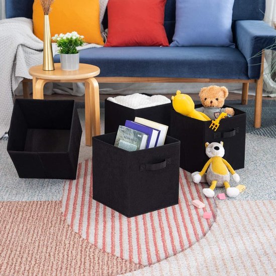 SWILIX® Multifunktionaler Aufbewahrungskorb / Aufbewahrungsbox - Schrankorganisator - 6 Stück - 20 L - Schwarz
