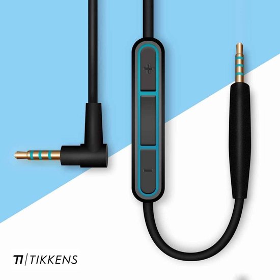TIKKENS® Audiokabel - 2,5 mm Klinke auf 3,5 mm Klinke - Schwarz - 1,35 m - Aux - Mikrofon - Geeignet für Bose Quietcomfort 25/35, Apple - On-Ear Kopfhörer - Verlängerungskabel