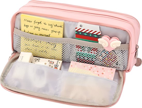 Luxus-Federmäppchen - Federmäppchen für Kinder und Erwachsene - Schulmäppchen für Jungen und Mädchen - Rosa