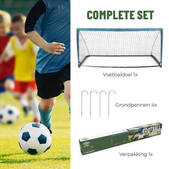 Umbro Fußballtor - Fußballtor 200 x 100 x 100 cm - Fußballtor groß 1,5KG - leicht zu bewegen - Outdoor-Spielzeug für Kinder und Erwachsene - Fußballtrainingstor - Metall - Blau
