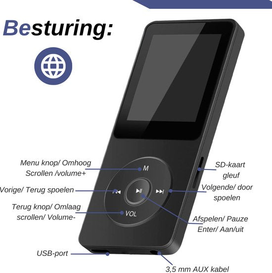 VAIVE HiFi MP3 / MP4 Player Bluetooth - Diktiergerät - Dicataphone - FM Radio