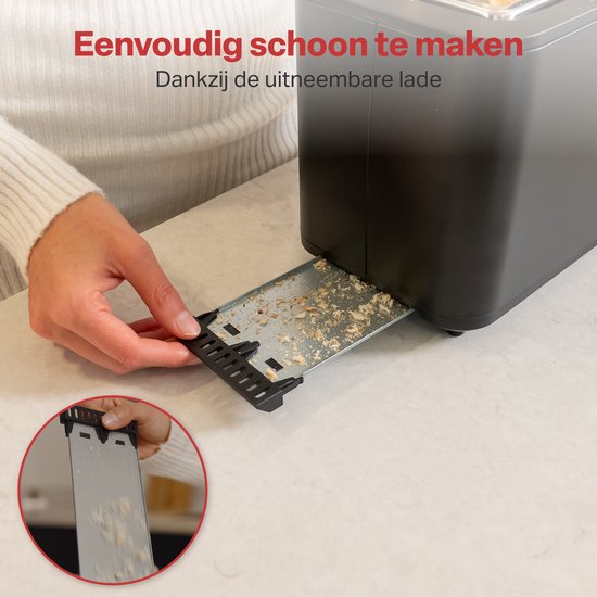 AoraKitchen Toaster - Mit Toastklammern - 6 Heizstufen - LED-Bildschirm - Timer - Schwarz