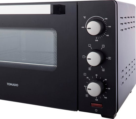Tomado TEO3000B - Freistehender Backofen - 30 Liter - 1600 Watt - Heißluft - 3 Einschubebenen - Schwarz