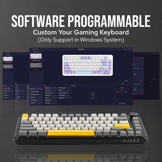 Ajazz AK820 MAX HE - 75% Wired RGB Gaming Keyboard - Hall-Effekt Rapid Trigger Mechanische Tastaturen - Dichtung - Hot Swap - 8K Hz Polling Rate - QWERTY Tastaturen - 82 Tasten - Mondgelb