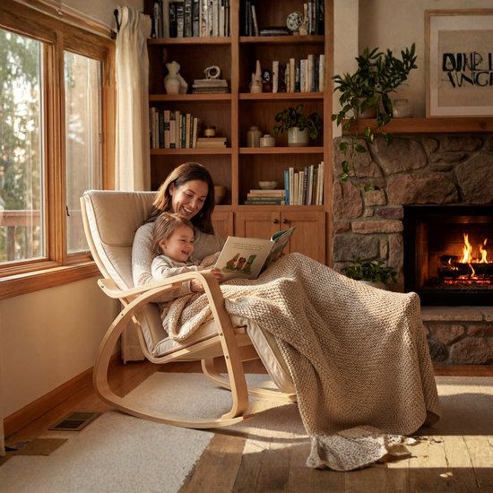 Bayt Schaukelstuhl - Sessel - Babyzimmer-Schaukelstuhl - Relaxsessel - Weiß
