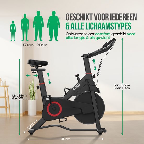 Avalo Indoor Cycle - Heimtrainer - Spinning Bike - Magnetisches Widerstandssystem - Trainingscomputer & LCD-Bildschirm