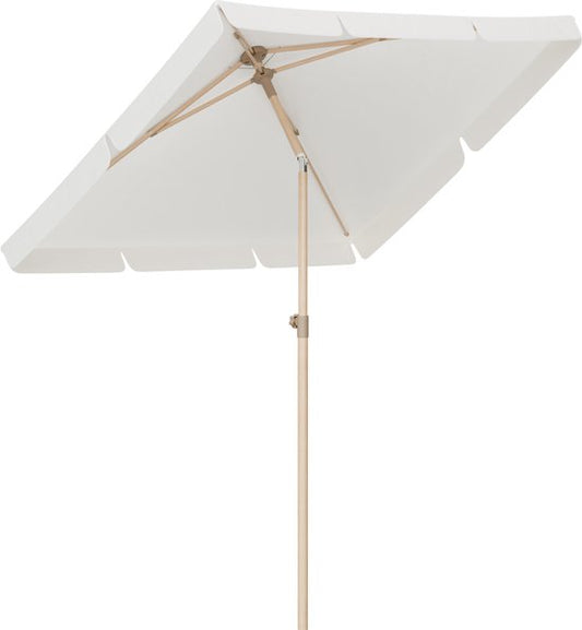 LifeGoods Sonnenschirm - Garten - Balkon Sonnenschirm - 200x125cm - 30° neigbar - Wasserdicht - UPF50+ - Holzbeschichtung - Creme
