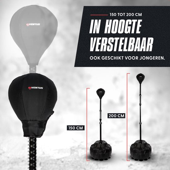 Inventus Extreme Reflex Boxing Pole V2 - Cobra Boxing Ball - Boxing Machine - Boxen und Training - Stehend / Erwachsene - Verstellbar von 150 bis 200 cm