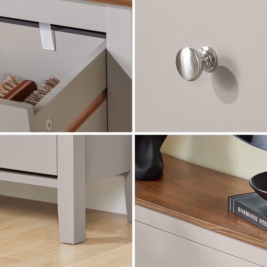 SoBuy FSR89-KA Schuhschrank mit 2 Klappen & großer Schublade - 12 Paar Schuhaufbewahrungsschublade für Diele, Flur - Schuhregal hellbraun, 80×25×108cm
