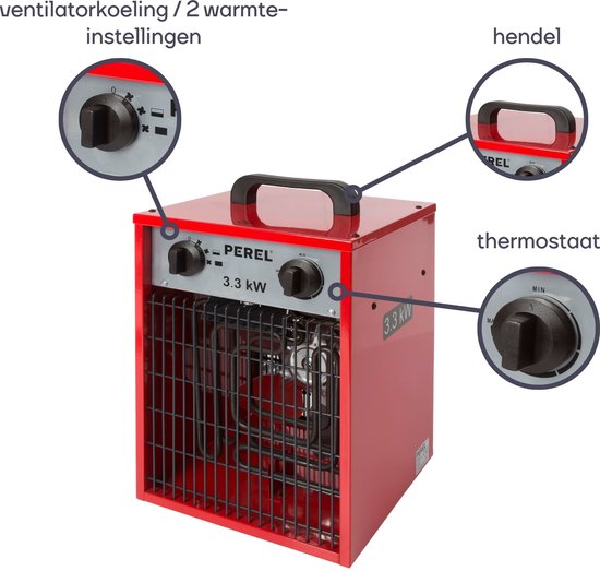 Perel Heizlüfter, für den Innenbereich, 2 Heizstufen, 3300 W