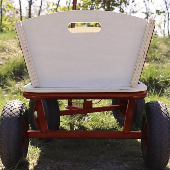 Sunny Billy Beach Wagon Trolley Rot - Klares Holz - Trolley mit Luftreifen - 94x61x97cm
