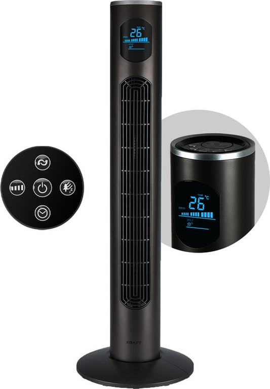 KRAFT Turmventilator - Leiser Standventilator - 97 cm - Anthrazit
