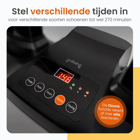 Goliving Schuhtrockner Ozone - 40 x 32 cm - Schuherfrischer - Schuhtrockner - Trocknungsfunktion - Elektrisch - Schwarz