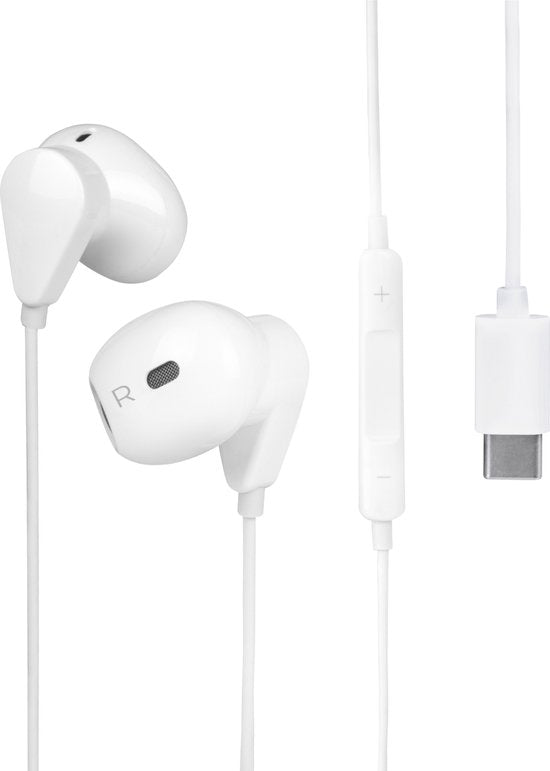 Nuvance - In-Ear-Kopfhörer mit Kabel - USB-C - weißer Kunststoff - mit Mikrofon und Inline-Steuerung - klarer Klang und bequemer Sitz - für moderne Smartphones