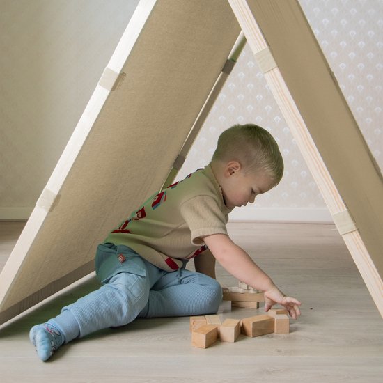 Sunny Como Spielzelt Creme- Wigwam Tipi-Zelt für Kinder - FSC Holzstangen - 123x106x107cm