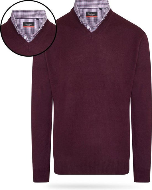 Pierre Cardin - Herren Pullover Mock Pullover - Rot - Größe S