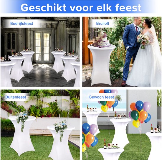 Saaf Bartable Rock Set - 4 Stück - ∅80-85 x 110cm - Bartable Bezug - Waschbar und elastisch - Weiß