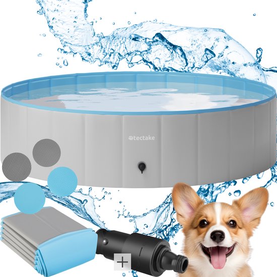 Tectake Hundepool Nele - Faltbare Hundebadewanne - Ø120 cm - Rutschfest -