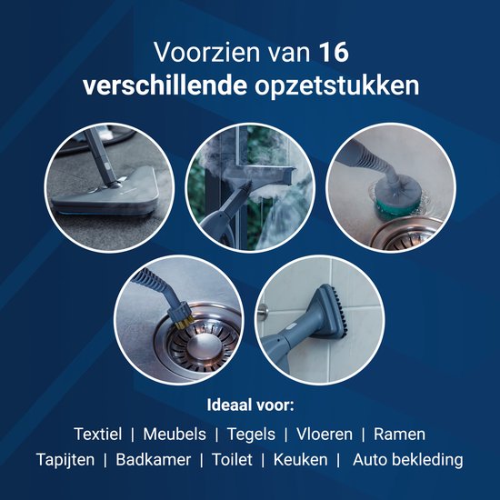 Techweise 16-in-1 Dampfreiniger - 45 Minuten Dampfen - 4 bar - Teppichreiniger - Reinigungsmaschine - Fleckenreiniger