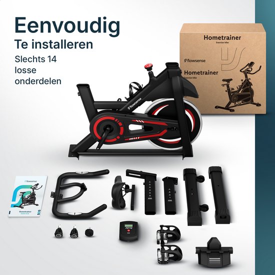 Flowsense Hometrainer Velair One - Fitness Bike - Hometrainer mit magnetischem Widerstand - Hometrainer Spinning Bike - 3KG Schwungrad - inkl. Tablet-Halterung