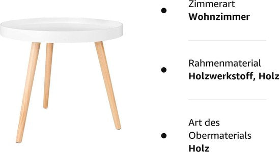 Rootz Beistelltisch - Couchtisch - Nachttisch - Wohnzimmer-Akzent - Lounge-Stand - Beistelltisch - Weiß - 50 x 44 cm (ø x H)