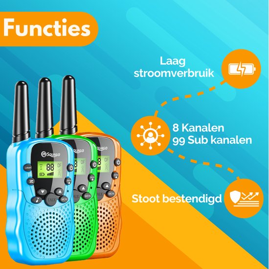 Squago Walkie Talkie 3 Stück - Für Kinder & Erwachsene - WalkieTalkie