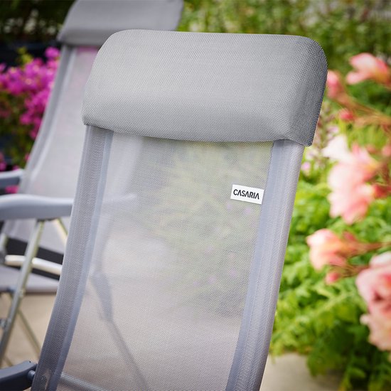 Casaria Gartenstuhl Aluminium - 4 Stück Verstellbar - Grau