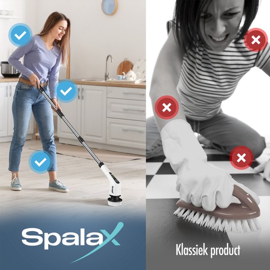 Spalax Elektrische Reinigungsbürste - Scheuerbürste - Schrubber - Schrubber mit Stiel