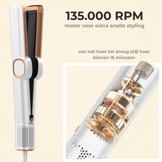 Largolash Hairstrait Straightener Wet-to-Dry - 2 in 1 - Airstraight - Dupe - Haartrockner & Glätteisen - Coldshot - 80ºC bis 140ºC