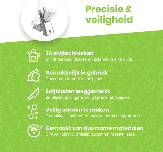 Dremdo Mandolinen-Gemüsehobel - Küchenhobel - Manuell - Schneidet/Schneidet/Streifen/Julienne - BPA-frei