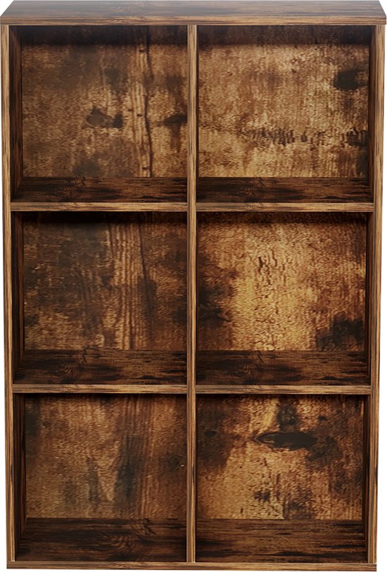 Bücherregal mit 6 offenen Fächern - Wandschrank - Fächerschrank - Farbe braun vintage