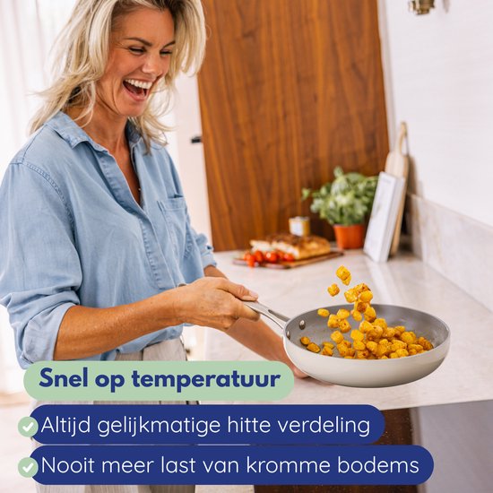 Safecourt Kitchen Keramische Bratpfanne - Ø 24 Pfanne - Induktion, Elektro, Keramik & Gas - PFAS & PTFE frei