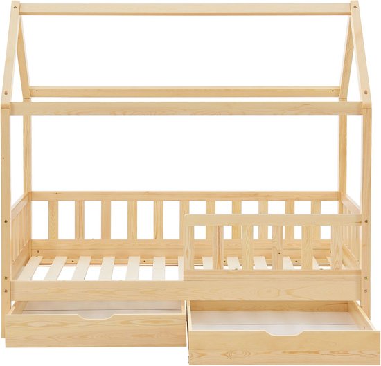 Kinderbett Marli - 90 x 200 cm - Holzfarbe - inkl. Bettkästen