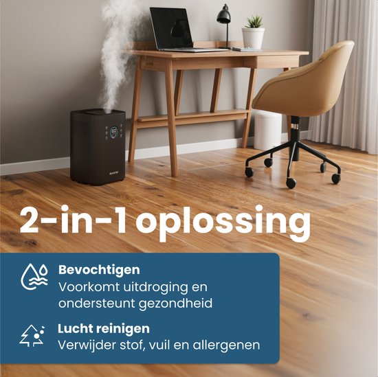 Auronic Luftbefeuchter - 4 l Fassungsvermögen - Mit Aromatherapie und Nachtmodus - BPA-frei und flüsterleise - 360-Grad-Düse - Kunststoff - Schwarz