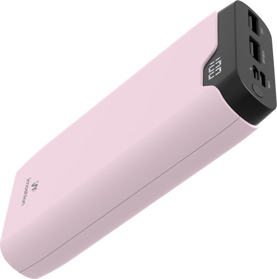 imoshion Powerbank 20000 mAh - Schnellladegerät 22,5W - LED-Anzeige - USB C & USB A - Geeignet für iPhone und Samsung, u.a. - Universal - Hellrosa