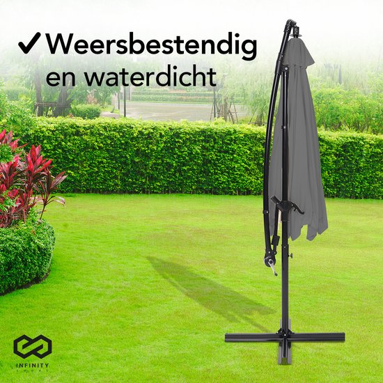 Infinity Goods - Sonnenschirm - 300 cm - inkl. Kreuzfuß - wasserdicht - dreh- und neigbar - höhenverstellbar - anthrazit