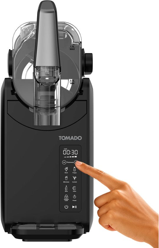 Tomado TSM2002B - Slush-Maschine - Slushpuppy-Maschine - 5-in-1 Slush - Slush Puppy - 2 Liter Slush - bis zu 12 Stunden gefrorene Getränke - Touch Control Bedienung - Schwarz