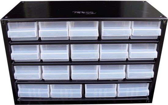 Raaco Stahl-Schubladenschrank mit 19 Schubladen - 30,6 x 15 x 19,5 cm