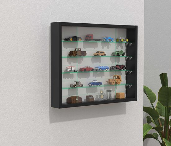 Vitrine stehend Hängevitrine - Glasböden 50 cm breit x 4,5 tief - Schiebetüren
